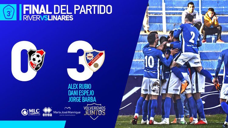 Cartel del Linares Deportivo al finalizar el partido ante el River Melilla