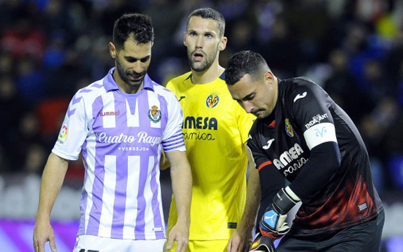 Javi Moyano en un partido con el Real Valladolid