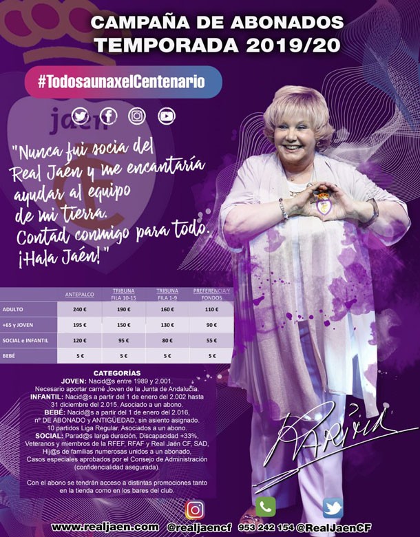 Karina protagoniza el cartel de la campaña de abonos del Real Jaén