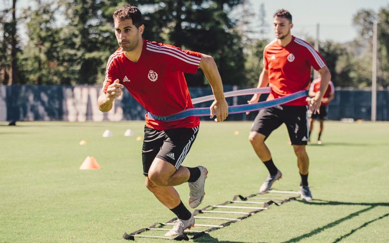 Javi Moyano en la pretemporada del Real Valladolid