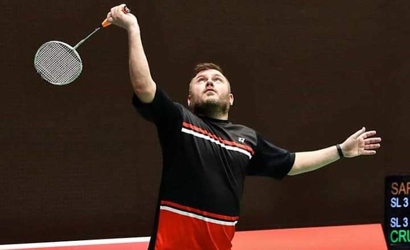 Simón Cruz durante el Mundial de Parabádminton de Basilea