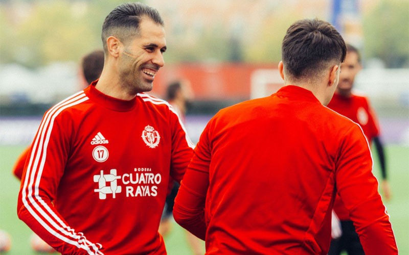 Javi Moyano durante una sesión de entrenamiento del Real Valladolid