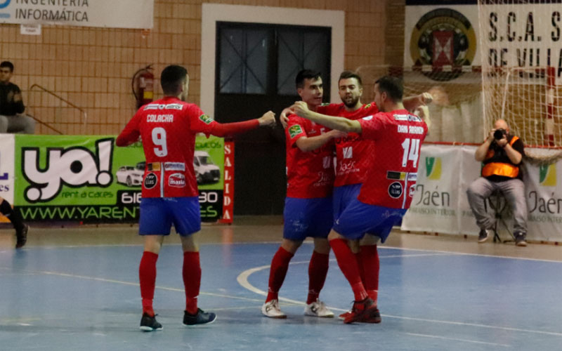 Jugadores del Mengíbar FS celebra un gol