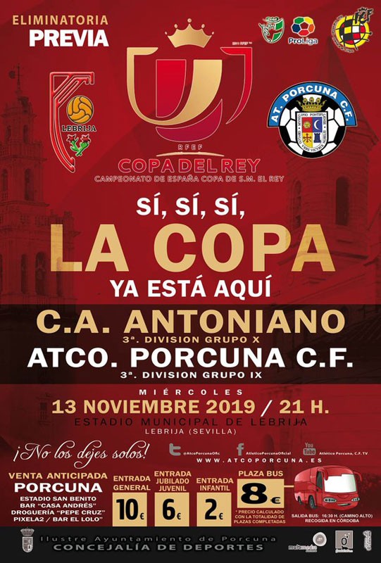 Cartel del choque de Copa del Rey entre Antoniano y Porcuna