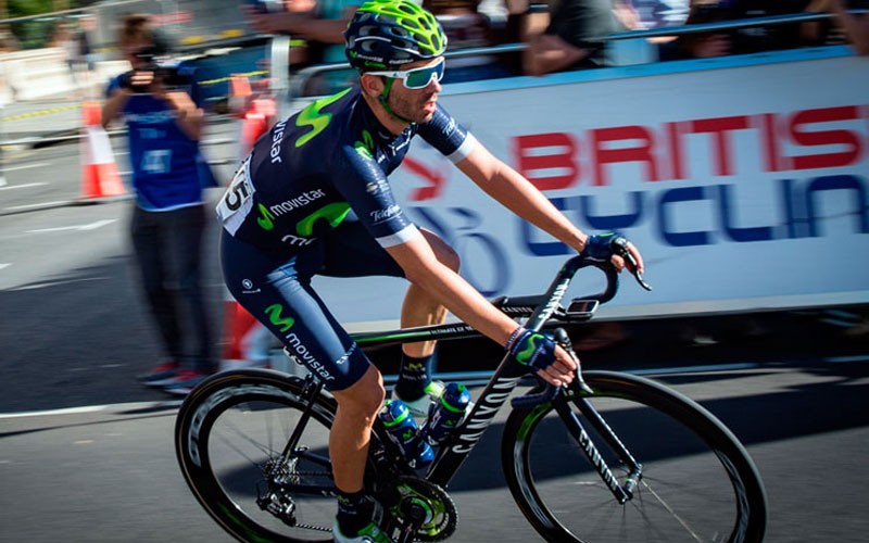 Javi Moreno durante su etapa como ciclista en Movistar