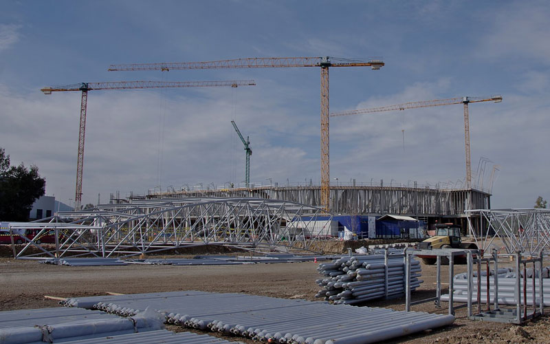 Obras de construcción del Olivo Arena