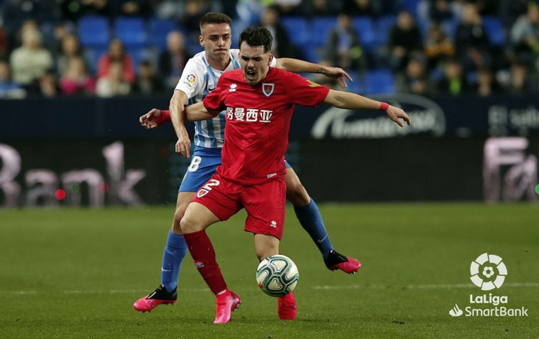 Casas vistió la elástica del Málaga ante el Numancia.