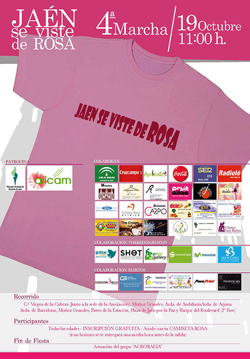 La capital acogerá el 19 de octubre la IV Marcha Solidaria de Ajicam ‘Jaén se viste de rosa’