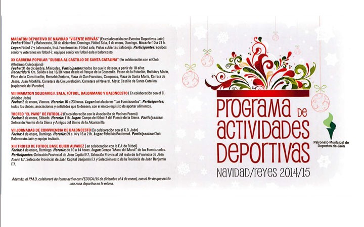 Un total de 24 actividades componen el programa deportivo navideño municipal