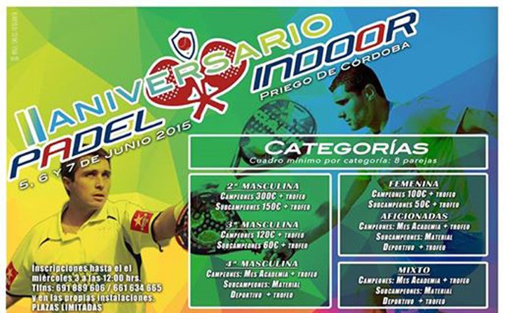 El Club Padel Indoor Priego organiza un torneo para celebrar su segundo aniversario