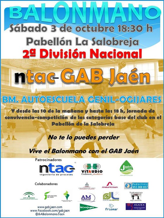 El sábado vuelve el balonmano a La Salobreja con el NTAC-GAB Jaén – CBM Genil-Ogíjares