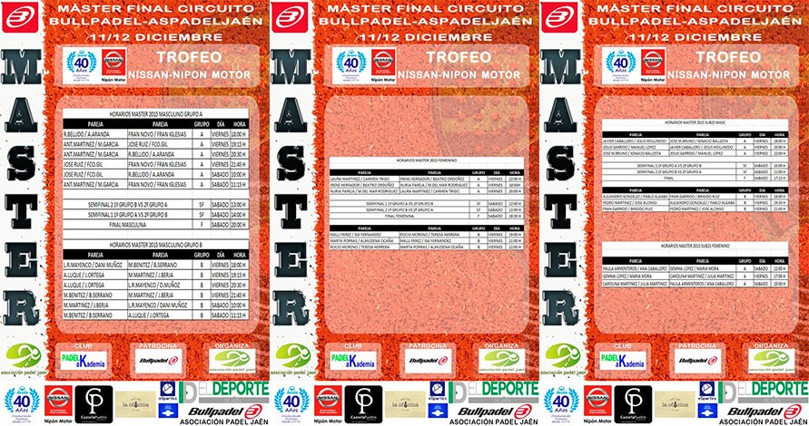 El Máster Final de Aspadel Jaén ya tiene sus horarios