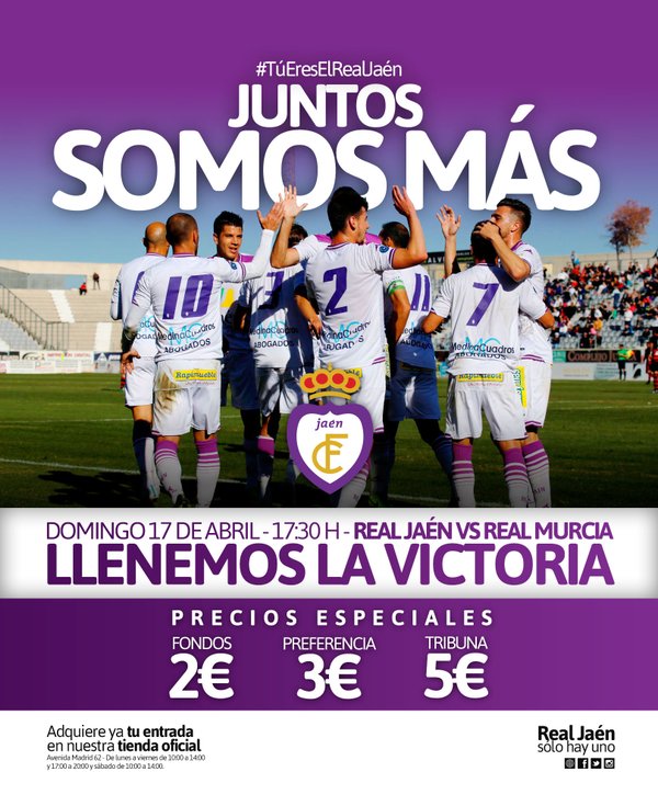 Entradas a 2, 3 y 5 euros para el Real Jaén – Real Murcia