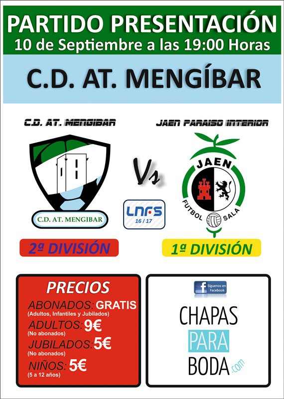 El Atlético Mengíbar FS – Jaén Paraíso Interior FS, a las siete de la tarde