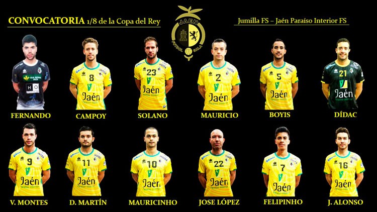 Convocatoria del Jaén FS para el partido copero en Jumilla