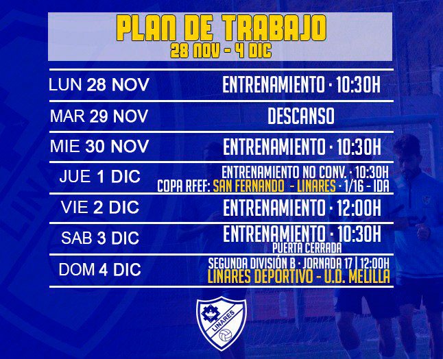Plan semanal del Linares Deportivo con la mirada puesta en el partido ante el Melilla