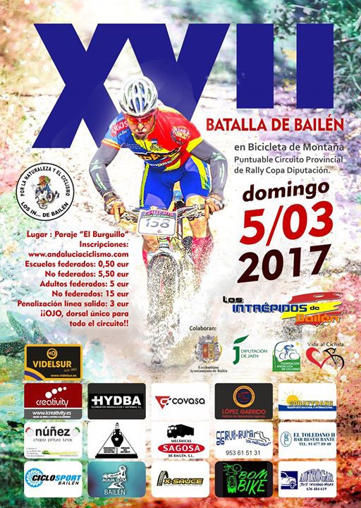 La Copa Diputación de Jaén BTT Rally 2017 se iniciará en Bailén el 5 de marzo