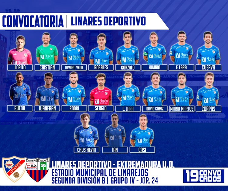 Convocatoria del Linares Deportivo para el choque ante el Extremadura