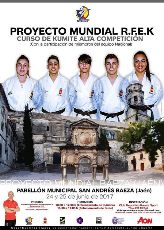 Baeza vuelve a convertirse en epicentro del kárate nacional con el curso de kumite de alta competición