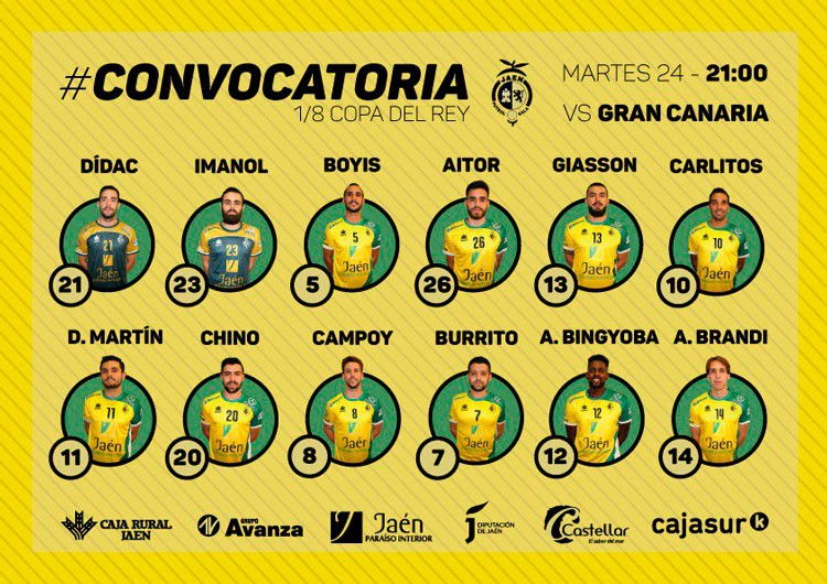 Convocatoria del Jaén FS para el encuentro de Copa en Gran Canaria