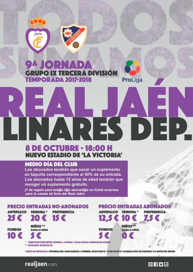 El Real Jaén-Linares Deportivo será Medio Día del Club