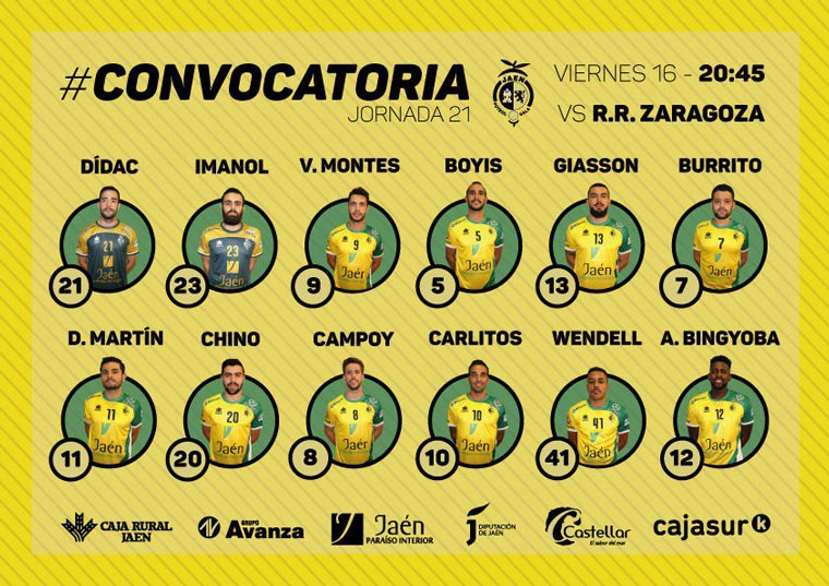 Convocatoria del Jaén FS para Zaragoza