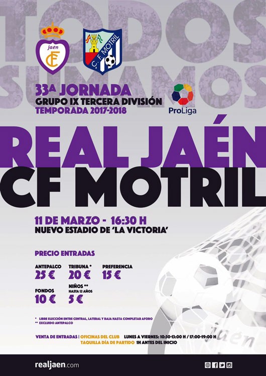 El Real Jaén jugará en horario de tarde ante el CF Motril