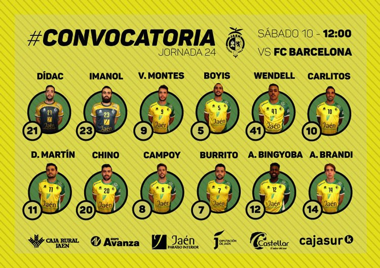 Convocatoria del Jaén FS para Barcelona