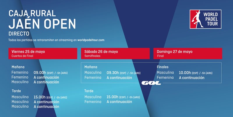 Los aficionados al pádel podrán ver doce partidos televisados del Jaén Open este fin de semana