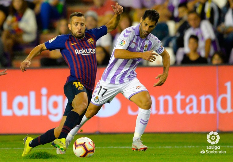Javi Moyano cumplió su partido cien con el Valladolid ante el Barça