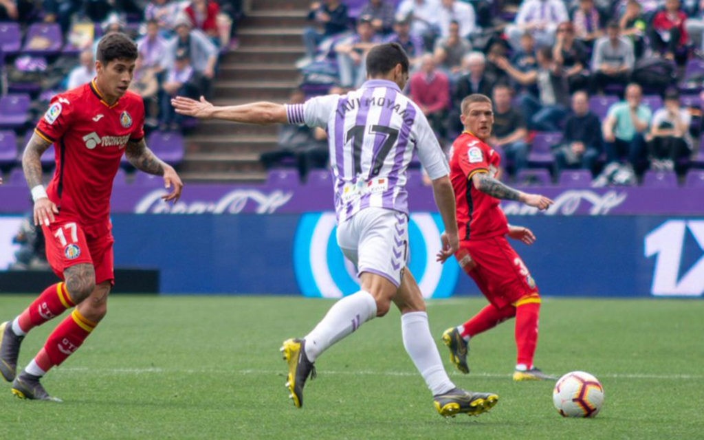 Javi Moyano en el partido del Real Valladolid ante el Getafe