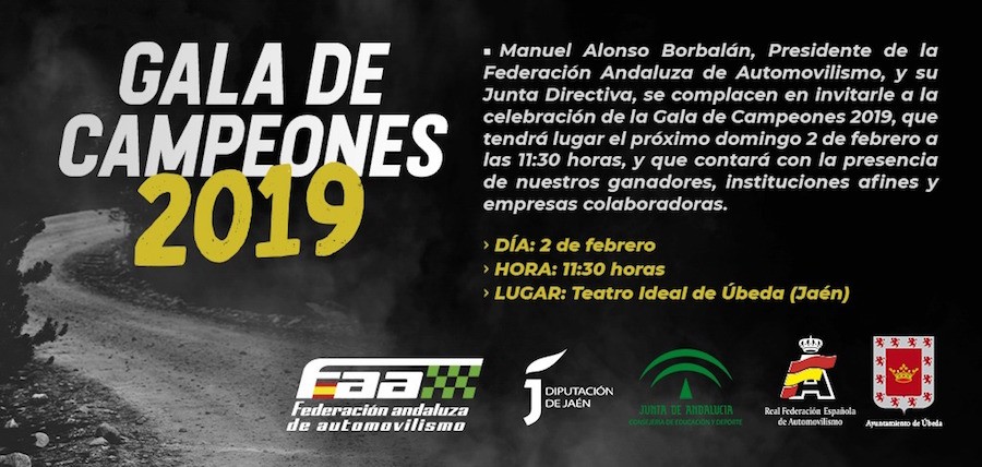 Úbeda acogerá la Gala de Campeones 2019 del automovilismo andaluz