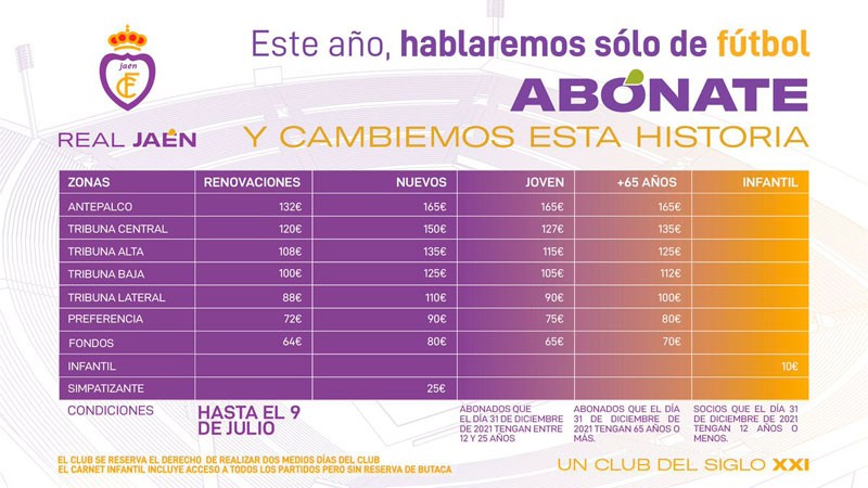 abonos real jaen 2021-2022