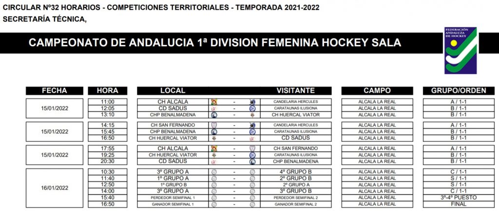 calendario hockey sala primera femenina andalucia