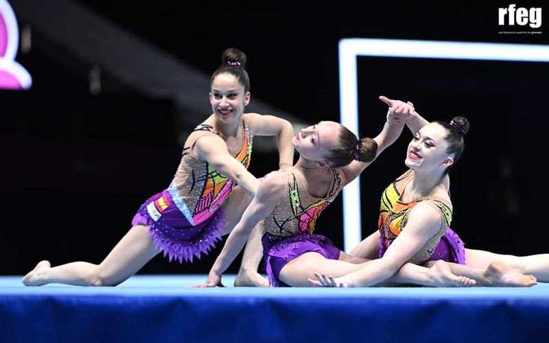 Destacado papel de María Mudarra, Carmen Álvarez y Jara Molina en el Mundial de gimnasia acrobática