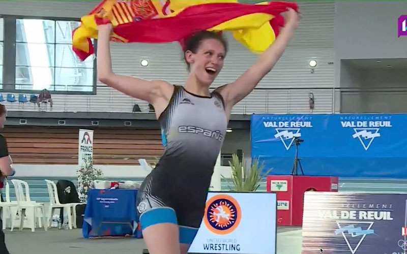 María Cazalla, campeona del mundo sub’18 en la gimnasiada de Normandía