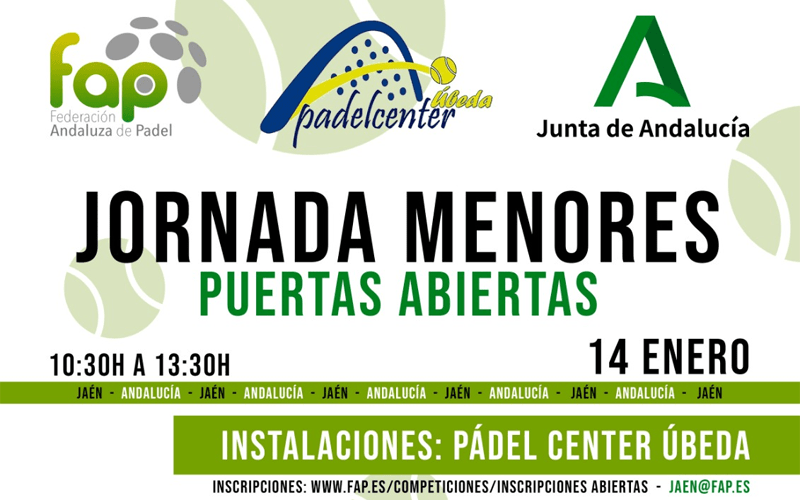 Padel Center Úbeda acogerá una jornada de puertas abiertas para menores