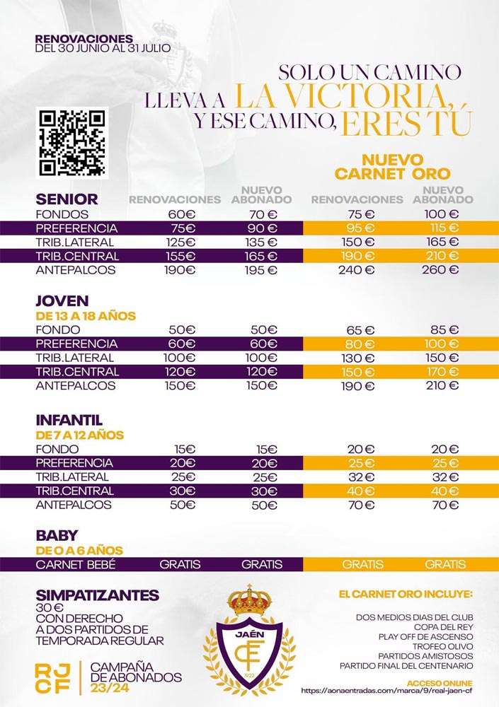 precios abonos real jaen 23-24